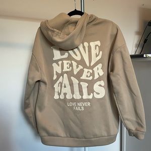 Shein “Love never fails” hoodie